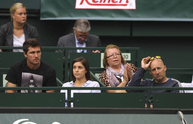 Foto : die Spielerbox von Alexander ZVEREV , Bruder , Schwester , Mutter , und der Coach , genz rechts Tennis-Turnier Gerry Weber Open im westfälischen Halle am Fr. 17.06.2016