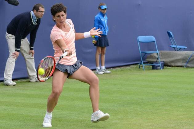 June 17, 2016 - Birmingham, Warwickshire, England - CARLA SUAREZ NAVARRO of Spain in her second round match vs. A. Petkovic in the Aegon Classic Birmingham tennis tournament. Tennis 2016 - Aegon Classic Birmingham - Day 5 - ZUMAl132