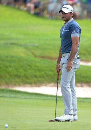 Jason Day of Australia looks at his birdie putt that did not go in on the fourth hole of his first round during the Friday round of the U.S. Open golf championship at Oakmont Country Club near Pittsburgh, Pennsylvania on June 17, 2016. Daysssss was just starting his first round due to the rain delays yesterday and will play his second 18 later today.  OAK20160617108 PATxBENIC