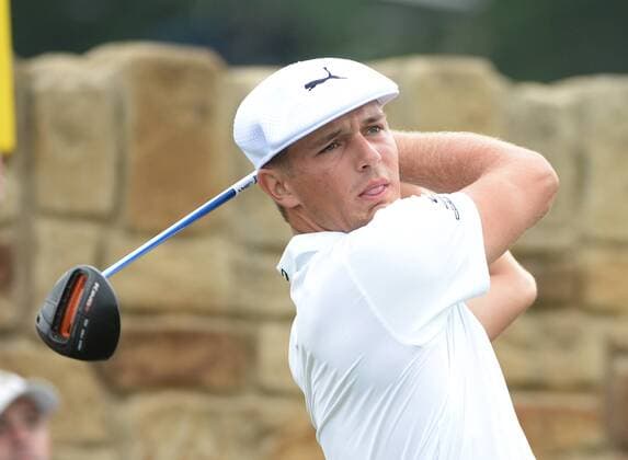 Bryson DeChambeau hits his tee shot on the ninth hole during the Friday round of the U.S. Open golf championship at Oakmont Country Club near Pittsburgh, Pennsylvania on June 17, 2016. DeChambeau was finishing his first round due to rain delay yesterday and will play his second 18 later today.  OAK20160617113 PATxBENIC