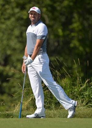 Sergio Garcia reacts after hitting off the 14th tee box during the U.S. Open at Oakmont Country Club in Oakmont, Pennsylvania on June 17, 2016.  OAK20160617338 KEVINxDIETSCH