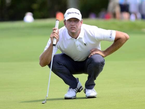 Retief Goosen line up his put on the ninth green during the U.S. Open at Oakmont Country Club in Oakmont, Pennsylvania on June 17, 2016.  PIT20160617304 ARCHIExCARPENTER