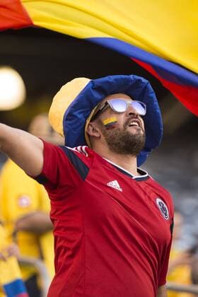 June 17, 2016 - East Rutherford, New Jersey, U.S - Colombian fans cheer on their team during the Copa America Centenario USA 2016 soccer tournament at MetLife Stadium in East Rutherford, NJ Soccer 2016 - Copa America Centenario Colombia vs. Peru 0-0 (4-2) - ZUMAs192