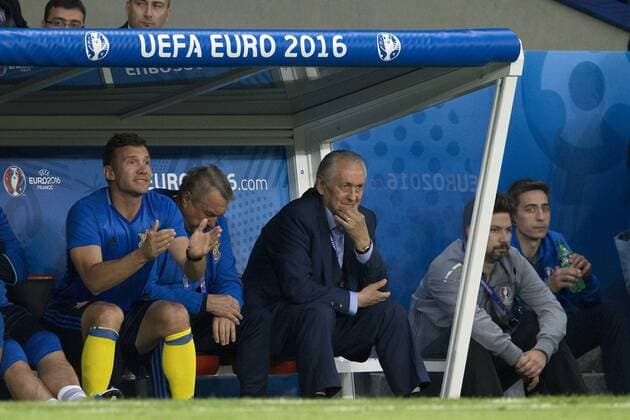 (L-R) assistant trainer Andriy Shevchenko of Ukraine, coach Mykhailo Fomenko of Ukraine during the UEFA EURO EM Europameisterschaft Fussball 2016 Group C group stage match between Germany and Ukraine at the SStade Pierre-mauroy on june 12, 2016 in Lille, France. Germany v Ukraine UEFA EURO 2016 Group C 2016 2017 xVIxxIVx 5684317