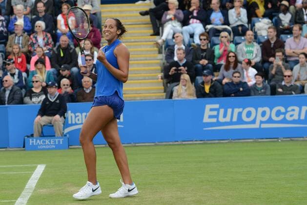 June 18, 2016 - Birmingham, Warwickshire, England - MADISON KEYS of the United States celebrates winning her semifinal match vs. C. Navarro in the Aegon Classic Birmingham tennis tournament. Tennis 2016 - Aegon Classic Birmingham - Day 6 - ZUMAl132