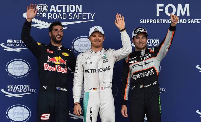 Pole, Daniel Ricciardo, Red Bull Racing, Nico Rosberg; Mercedes Grand Prix, Sergio Perez, Sahara Force India F1, formula 1 GP, Europa in Baku Aserbaidschan 18.06.2016 Photo:mspb Jerry Andre Pole, Daniel Ricciardo, Nico Rosberg; Sergio Perez, formula 1 GP, Aserbaidschan