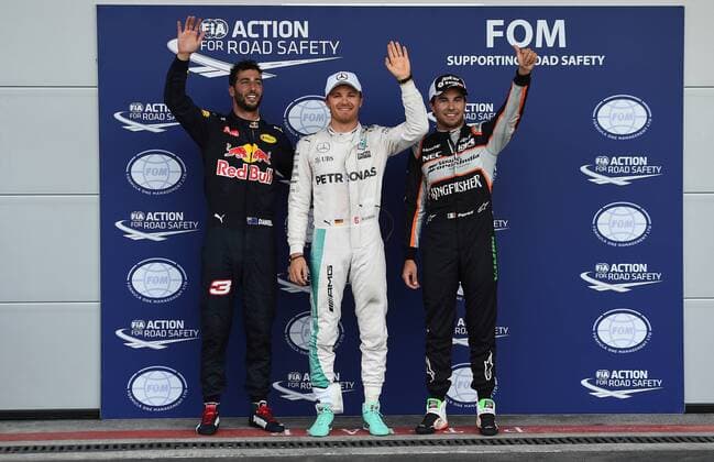 Pole, Daniel Ricciardo, Red Bull Racing, Nico Rosberg; Mercedes Grand Prix, Sergio Perez, Sahara Force India F1, formula 1 GP, Europa in Baku Aserbaidschan 18.06.2016 Photo:mspb Jerry Andre Pole, Daniel Ricciardo, Nico Rosberg; Sergio Perez, formula 1 GP, Aserbaidschan