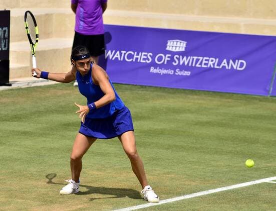 French Carolina Garcia during the semifinal match against Belgian Kirsten Flipkens played at the Mallorca Open 2016 played at Santa Ponsa court in Majorca, Balearic Islands, Spain on 18 June 2016. Carolina Garcia vs Kirsten Flipkens !ACHTUNG: NUR REDAKTIONELLE NUTZUNG!  TEN01 20160618-636018676172101375