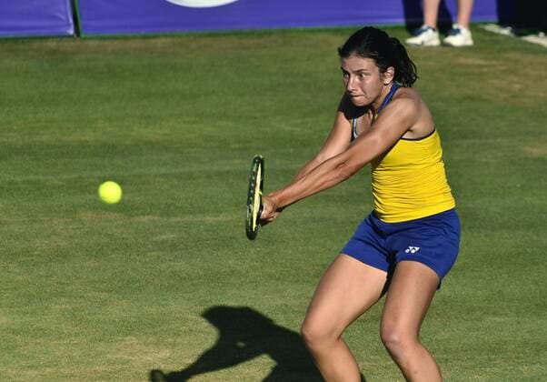 Latvian Anastasija Sevastova during the semifinal match against Serbian Jelena Jankovic played at the Mallorca Open 2016 played at Santa Ponsa court in Majorca, Balearic Islands, Spain on 18 June 2016. JELENA JANKOVIC VS. ANASTASIJA SEVASTOVA !ACHTUNG: NUR REDAKTIONELLE NUTZUNG!  20160619-636018917288889892