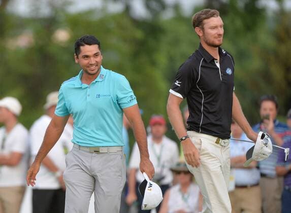 Jason Day of Australia smiles on the 18th green in the 3rd round of the U.S. Open at Oakmont Country Club near Pittsburgh, Pennsylvania on June 18, 2016.  OAK20160618934 KEVINxDIETSCH