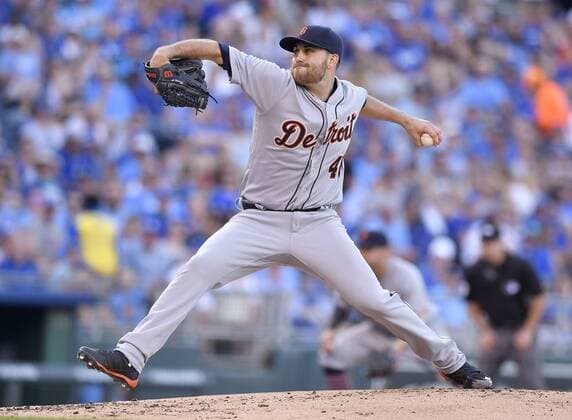 June 18, 2016 - Kansas City, MO, USA - Detroit Tigers pitcher Matt Boyd throws in the first inning against the Kansas City Royals at Kauffman Stadium in Kansas City, Mo., on Saturday, June 18, 2016. Detroit at Kansas City - ZUMAm67_