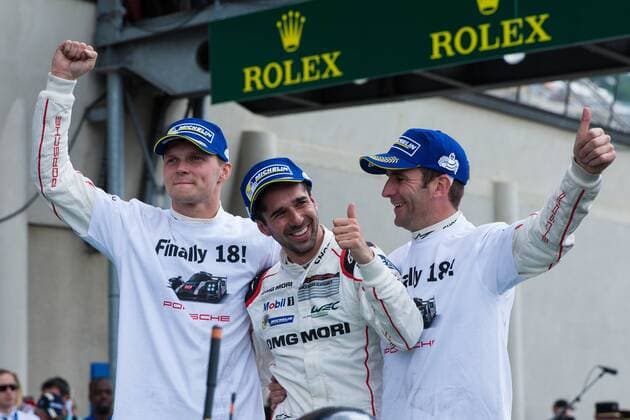 19.06.2016. Le Mans Circuit, Le Mans, France. Le Mans 24 Hours Race. Winning drivers Romain Dumas, Marc Lieb and Neel Jani. xTimxWilliamsx  ActionPlus11751906