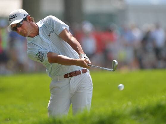 Andrew Landry hits his approach shot on the 2nd hole in the final round at the U.S. Open at Oakmont Country Club near Pittsburgh, Pennsylvania on June 19, 2016.  OAK20160619816 KEVINxDIETSCH