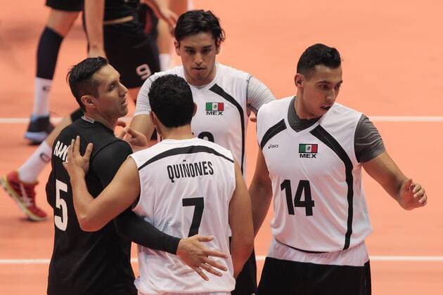 Players of Mexico celebrate after scoring a point against Germany during a play between Mexico and Germany during the World Volleyball Tournament held at the Gym Juan de la Barrera, in Mexico City, Mexico, on 19 June 2016. EFE Alex Cruz MEXICO VS GERMANY !ACHTUNG: NUR REDAKTIONELLE NUTZUNG!  MEX01 20160620-636019949153310326