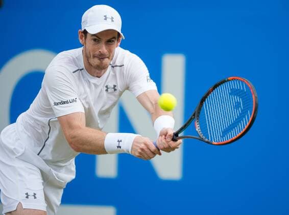 LONDON, Andy Murray of Britain competes during his match against Milos Raonic of Canada during men s singles final on day seven of the ATP Tennis Herren 500 Aegon Championships at the Queen s Club in London, Britain, on June 19, 2016. Murray won 2-1 to claim the title. ) (SP)BRITAIN-LONDON-TENNIS-AEGON CHAMPIONSHIPS-MURRAY VS RAONIC JonxBuckle 