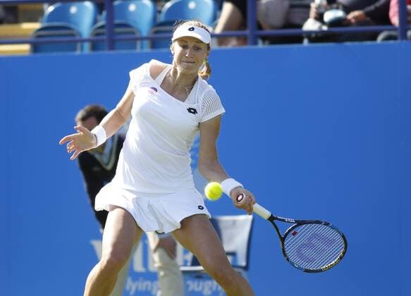 20.06.2016 Eastbourne, England. Aegon WTA Tennis Damen International Eastbourne Tennis Tournament. Ekaterina Makarova (RUS) defeats Tara Moore (GBR) by a score 7-5, 6-4, in their 1st round match at Devonshire Park. xHongboxChenx  ActionPlus11752366