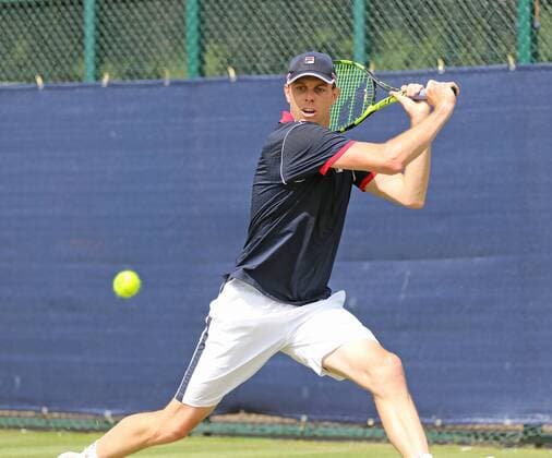 21.06.2016. Nottingham Tennis Centre, Nottingham, England. Aegon Open Mens ATP Tennis Herren Tennis. Sam Querrey of USA defeats Ernesto Escobedo of USA by 6-4 and 6-4 xDavidxKissmanx  ActionPlus11752758
