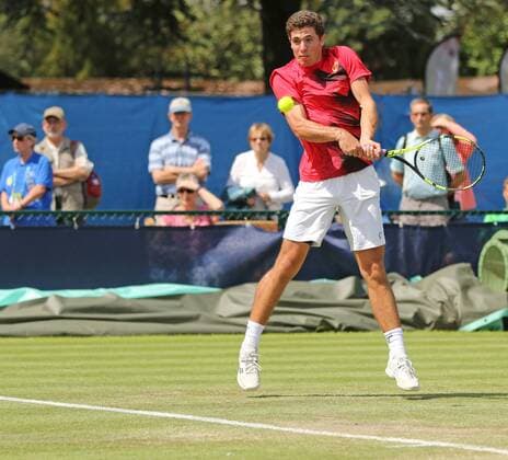 21.06.2016. Nottingham Tennis Centre, Nottingham, England. Aegon Open Mens ATP Tennis Herren Tennis. Ernesto Escobedo of USA in action against Sam Querrey of USA xDavidxKissmanx  ActionPlus11752760