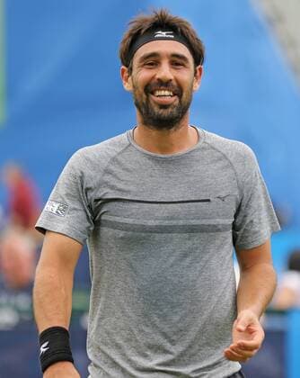 21.06.2016. Nottingham Tennis Centre, Nottingham, England. Aegon Open Mens ATP Tennis Herren Tennis. Marcos Baghdatis of Cyprus looks pleased with his shot as he defeats Evgeny Donskoy of Russia in two sets 7-5 and 6-2 xDavidxKissmanx  ActionPlus11752839