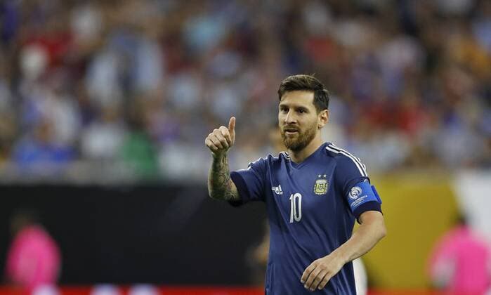 Argentina forward Lionel Messi celebrates after scoring a goal (0-2) against the United States during their Copa America 2016 semifinal match at NRG Stadium in Houston, Texas, United States, 21 June 2016. United States vs. Argentina !ACHTUNG: NUR REDAKTIONELLE NUTZUNG!  HOU050 20160622-636021644772988462