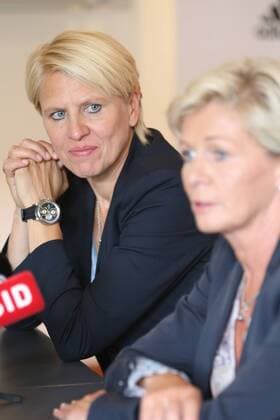 GER, PK DFB Fussball Nationalmannschaft Frauen 21.06.2016, GRASSAU, Hotel Golfresort Achental GER, Lehrgang DFB Frauen Nationalmannschaft Olympia 2016, im Bild Doris Fitschen (Managerin), Silvia Neid (Bundestrainerin) nordphotoxHofer