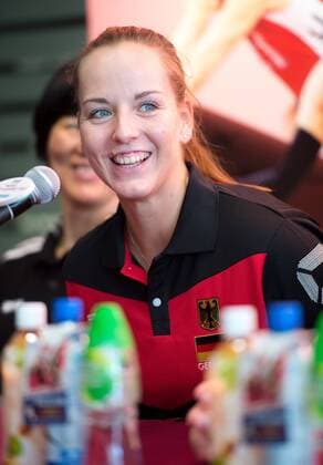 June 22, 2016 - Hong Kong, Hong Kong SAR, China - Germany s Captain, DENISE HANKE press conference PK Pressekonferenz for FIVB Volleyball World Grand Prix at the Hong Kong Coliseum in Hung Hom. The four womens team captains meet the press ahead of the 3 day competition. FIVB Volleyball World Grand Prix - ZUMAr144