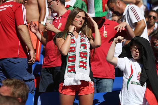 A Hungary fan during the UEFA European Championship EM Europameisterschaft 2016 match at the Stade de Lyon, Lyon. Picture date June 22nd, 2016 Pic Phil Oldham Sportimage EDITORIAL USE ONLY. No use with unauthorised audio, video, data, fixture lists, club league logos or live services. Online in-match use limited to 120 images, no video emulation. No use in betting, games or single club league player publications.