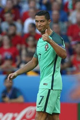Cristiano Ronaldo of Portugal gives the thumbs up during the UEFA European Championship EM Europameisterschaft 2016 match at the Stade de Lyon, Lyon. Picture date June 22nd, 2016 Pic Phil Oldham Sportimage EDITORIAL USE ONLY. No use with unauthorised audio, video, data, fixture lists, club league logos or live services. Online in-match use limited to 120 images, no video emulation. No use in betting, games or single club league player publications.