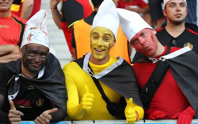 SOCCER - UEFA EURO EM Europameisterschaft Fussball 2016, SWE vs BEL NICE,FRANCE,22.JUN.16 - SOCCER - UEFA European Championship EM Europameisterschaft 2016, international match Länderspiel Sweden vs Belgium. Image shows fans of BEL. GEPAxpictures xMarioxKneisl