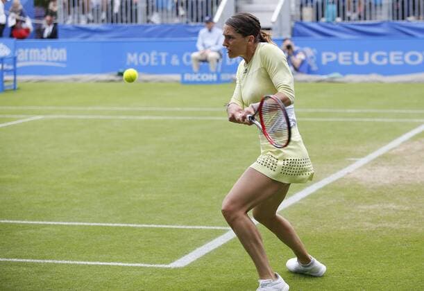 23.06.2016 Eastbourne, England. Aegon International Eastbourne Tennis Tournament. Andrea Petkovic (GER)returns as she is beaten by Ekaterina Makarova (RUS) by a score 3-6, 6-4, 6-0 in their Quarterfinals match at Devonshire Park. xHongboxChenx  ActionPlus11753783