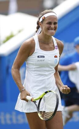 23.06.2016 Eastbourne, England. Aegon International Eastbourne Tennis Tournament Monica Puig (PUR) defeats Kristina Mladenovic (FRA) by a score 7-6(6), 4-6, 6-3 in their Quarterfinals match at Devonshire Park. xHongboxChenx  ActionPlus11753807