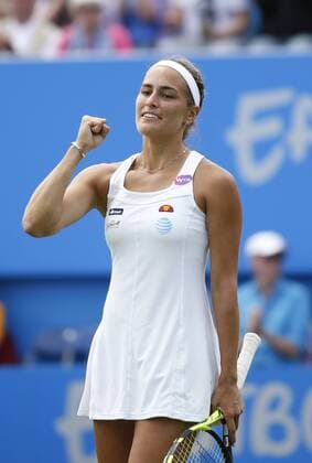 23.06.2016 Eastbourne, England. Aegon International Eastbourne Tennis Tournament Monica Puig (PUR) defeats Kristina Mladenovic (FRA) by a score 7-6(6), 4-6, 6-3 in their Quarterfinals match at Devonshire Park. xHongboxChenx  ActionPlus11753808