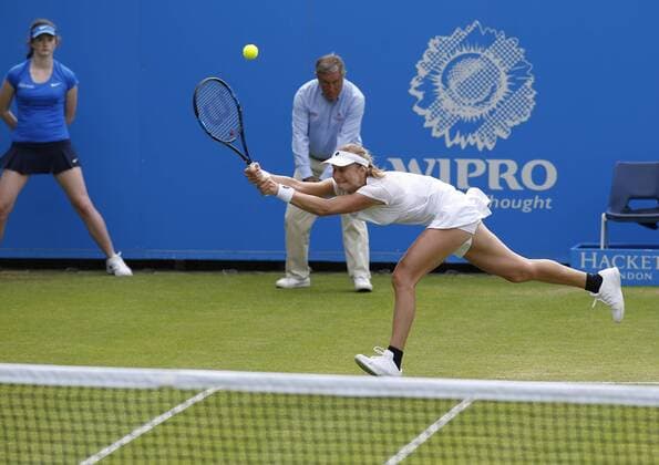 23.06.2016 Eastbourne, England. Aegon International Eastbourne Tennis Tournament Ekaterina Makarova (RUS) defeats Andrea Petkovic (GER) by a score 3-6, 6-4, 6-0 in their Quarterfinals match at Devonshire Park. xHongboxChenx  ActionPlus11753796