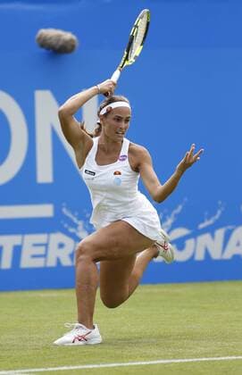 23.06.2016 Eastbourne, England. Aegon International Eastbourne Tennis Tournament Monica Puig (PUR) defeats Kristina Mladenovic (FRA) by a score 7-6(6), 4-6, 6-3 in their Quarterfinals match at Devonshire Park. xHongboxChenx  ActionPlus11753805
