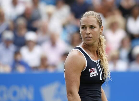 23.06.2016 Eastbourne, England. Aegon International Eastbourne Tennis Tournament. Dominika Cibulkova (SVK) looks at a call from Agnieszka Radwanska (POL) in their Quarterfinals match at Devonshire Park. xHongboxChenx  ActionPlus11753818