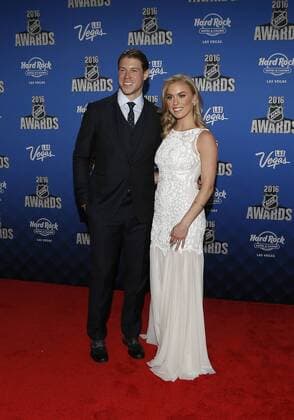 2016 June 22: New York Islanders hockey winger Matt Martin and Sydney Esiason, daughter of Boomer Esiason, pose for a photograph on the red carpet during the 2016 NHL Eishockey Herren USA Awards at the Hard Rock Hotel and Casino in Las Vegas, Nevada. (Photo by Marc Sanchez Icon Sportswire) NHL: JUN 22 NHL Awards Icon144160622180 EDITORIAL USE ONLY