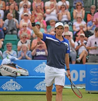 24.06.2016. Nottingham Tennis Centre, Nottingham, England. Aegon Open Mens ATP Tennis Herren Tennis. Pablo Cuevas of Uruguay waves to the crowd after defeating Gilles Muller of Luxembourg in the semi final 3-6 7-6 6-4 xDavidxKissmanx  ActionPlus11753952