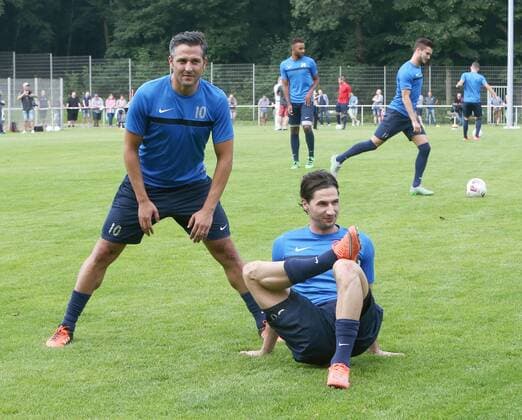 Regionalliga West, Saison 2016 2017, Trainingsauftakt Wuppertaler SV 24.06.2016, -- Silvio Pagano (rechts) und Gaetano Manno ( beide Wuppertaler SV ) beim Training