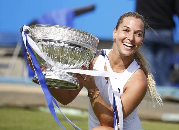 25.06.2016 Eastbourne, England. Aegon International Eastbourne tennis tournament, womens final. Dominika Cibulkova (SVK) with trophy after winning her Women& x2019;s single final against Karolina Pliskova (CZE) at Devonshire Park. xHongboxChenx  ActionPlus11754359