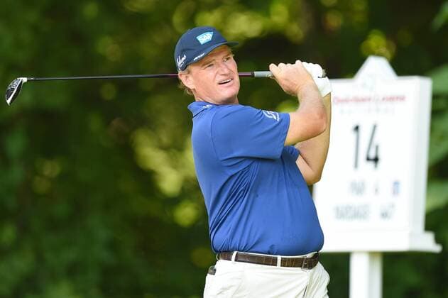 June 25, 2016 - Ernie Els tees off at hole number fourteen during third round play at the Quicken Loans National at Congressional Country Club in Bethesda MD. PGA Golf Herren 2016: Quicken Loans National JUN 25 - ZUMAcjm_
