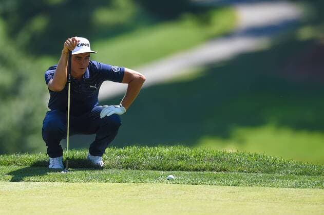 June 25, 2016 - Ricky Fowler eyes up his putt on the ninth green during third round play at the Quicken Loans National at Congressional Country Club in Bethesda MD. PGA Golf Herren 2016: Quicken Loans National JUN 25 - ZUMAcjm_