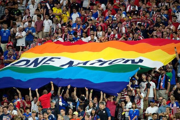 25 June 2016: Fans hold up a large flag during the Copa America Centenario third place game between the United States and Colombia at the University of Phoenix Stadium in Glendale, Ariz. Colombia won 1-0. (Photo by Carlos Herrera Icon Sportswire) SOCCER: JUN 25 JUN 25 Copa America Centenario - Third Place - United States v Colombia Icon1606251476 EDITORIAL USE ONLY