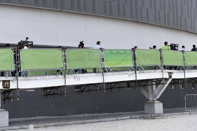 Entrega do Vel?dromo Rio 2016 RIO DE JANEIRO, Brazil - 25 06 2016: VELODROME DELIVERY RIO 2016 - Access ramp with balustrade improvised during the inauguration of the Olympic Velodrome at the Rio mayor Eduardo Paes to the President of Rio 2016, Carlos Arthur Nuzman. The works were delayed and delivery is the last of the Olympic Park Rio 2016 in Barra da Tijuca. (Photo: Celso Pupo FotoArena) 1152849  CelsoxPupo