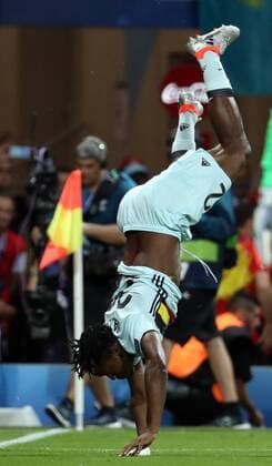 Belgium s Michy Batshuayi celebrates after the 0-2 goal during a soccer game between Belgian national soccer team Red Devils and Hungary, in the round of 16 of the UEFA EURO EM Europameisterschaft Fussball 2016 European Championships, on Sunday 26 June 2016, in Toulouse, France. The Euro2016 tournament is taking place from 10 June to 10 July. VIRGINIExLEFOUR  x04879377x