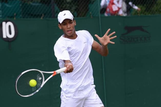 June 26, 2016 - London, England - FELIX AUGER-ALIASSIME of Canada in his first round match in the Nike Junior International Roehampton tennis tournament. Tennis 2016 - Nike Junior International Roehampton - Day 1 - ZUMAl132