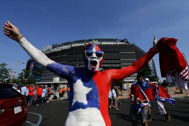 Football, Argentina v Chile. Copa America Centenario Championship 2016. Chile s fans attend to the Copa America Centenario Championship final match against Argentina at the Met Life stadium in New Jersey, USA. 26 06 2016 Argentina v Chile, final Copa America Centenario 2016. 