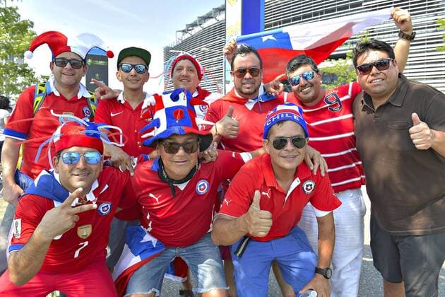 Football, Argentina v Chile. Copa America Centenario Championship 2016. Chile s fans attend to the Copa America Centenario Championship final match against Argentina at the Met Life stadium in New Jersey, USA. 26 06 2016 Argentina v Chile, final Copa America Centenario 2016. 