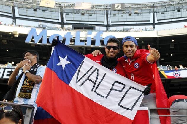 Football, Argentina v Chile. Copa America Centenario Championship 2016. Chile s fans attend to the Copa America Centenario Championship final match against Argentina at the Met Life stadium in New Jersey, USA. 26 06 2016 Argentina v Chile, final Copa America Centenario 2016. 