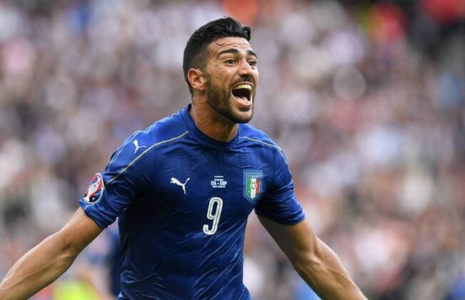 EURO 2016, Italien gewinnt gegen Spanien FUSSBALL EURO 2016 ACHTELFINALE IN PARIS Italien - Spanien 27.06.2016 Graziano Pelle (Italien) jubelt nach dem Tor zum 2:0