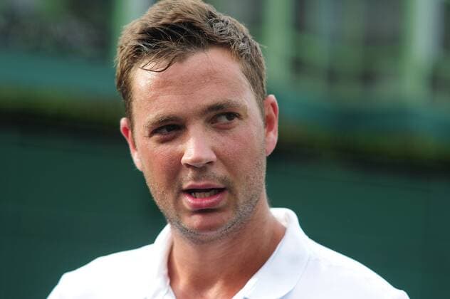 Tennis - 2016 Wimbledon Championships - Week One, Monday (Day One) Mens Singles, Round One Ricardas Berankis (LTU) v Marcus Willis (GBR) Marcus Willis after winning the match on Court 17 COLORSPORT ANDREW COWIE 